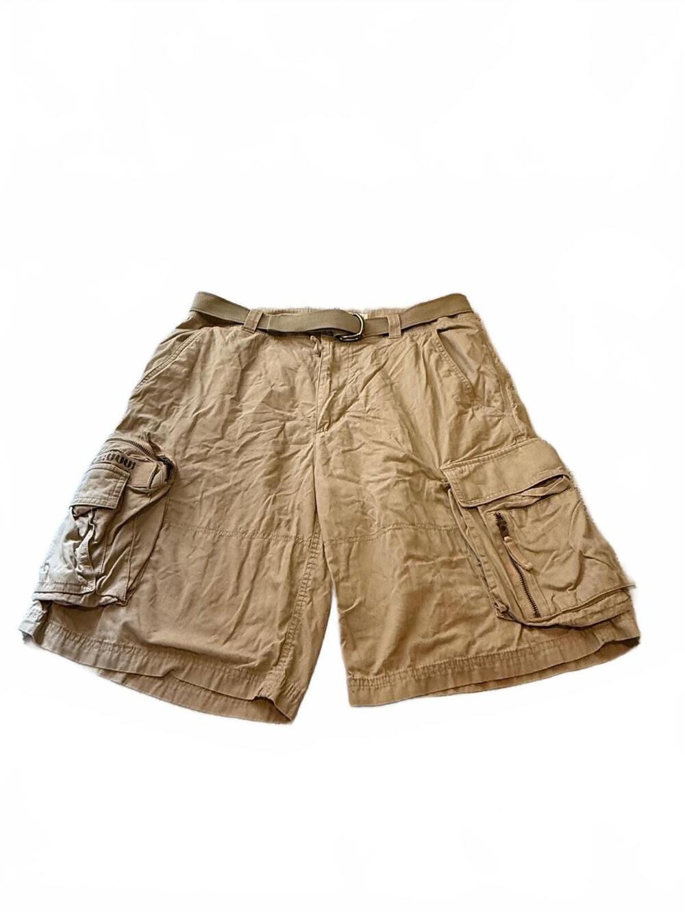 Urban Pipeline Mens Cargo Shorts Size 36 Tan Khaki Cotton Belted Pockets Y2K